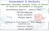 Assessment & Analysis Benchmarking Reports – website only: Top Ten Rankings Round Analysis Analyst Report The Round Analysis & Analyst Report also provide.