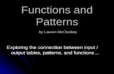 Functions and Patterns by Lauren McCluskey Exploring the connection between input / output tables, patterns, and functions…
