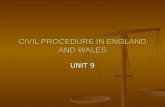 CIVIL PROCEDURE IN ENGLAND AND WALES UNIT 9. Preview Civil vs. criminal procedure Civil vs. criminal procedure Adversarial process Adversarial process.