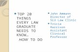 TOP 20 THINGS EVERY LAW GRADUATE NEEDS TO KNOW… HOW TO DO John Ammann Director of SLU Law Clinic Tricia Harrison Assistant Clinical Professor.