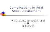 Complications in Total Knee Replacement Presented by SC, 2005/05/31.