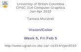 University of British Columbia CPSC 314 Computer Graphics Jan-Apr 2010 Tamara Munzner cs314/Vjan2010 Vision/Color Week 5, Fri.