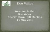 Welcome to the Doe Valley Special Town Hall Meeting 14 May 2013 Doe Valley.