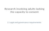 Research involving adults lacking the capacity to consent 2. Legal and governance requirements.