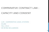 COMPARATIVE CONTRACT LAW : CAPACITY AND CONSENT LLM - COMPARATIVE LEGAL SYSTEMS KILAW FALL 2013 DR MYRA WILLIAMSON 1