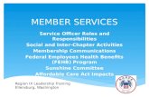 MEMBER SERVICES Service Officer Roles and Responsibilities Social and Inter-Chapter Activities Membership Communications Federal Employees Health Benefits.
