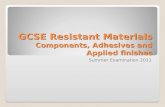 GCSE Resistant Materials Components, Adhesives and Applied finishes Summer Examination 2011.