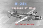 The B-24 Wingspan - 110 feet Length - 67 feet 2 inches Height - 18 feet Propellers - 11 feet 6 inches in diameter It could fly 32,500 feet high It had.