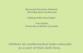 Bermuda Education Network 2014 Big Ideas Conference Making Math Meaningful Traci Baillie, University of British Columbia Children do mathematical tasks.