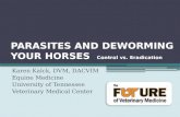 PARASITES AND DEWORMING YOUR HORSES Control vs. Eradication Karen Kalck, DVM, DACVIM Equine Medicine University of Tennessee Veterinary Medical Center.