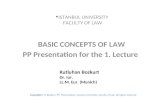 ISTANBUL UNIVERSITY FACULTY OF LAW BASIC CONCEPTS OF LAW PP Presentation for the 1. Lecture Kutluhan Bozkurt Dr. Iur. LL.M. Eur. (Munich) Copyright© K.