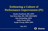Embracing a Culture of Performance Improvement (PI) Heather Readhead, MD, MPH Yon Silvia Shin, RN, PHN MSN/MPH Julia Heinzerling, MPH Emily Peach, MPH.