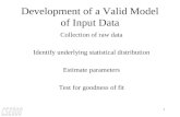 1 Development of a Valid Model of Input Data Collection of raw data Identify underlying statistical distribution Estimate parameters Test for goodness.