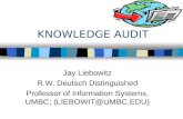 KNOWLEDGE AUDIT Jay Liebowitz R.W. Deutsch Distinguished Professor of Information Systems, UMBC; (LIEBOWIT@UMBC.EDU)
