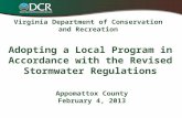 Virginia Department of Conservation and Recreation Adopting a Local Program in Accordance with the Revised Stormwater Regulations Appomattox County February.