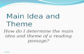 Main Idea and Theme 8/25/2014 How do I determine the main idea and theme of a reading passage?