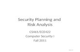 Slide #1 Security Planning and Risk Analysis CS461/ECE422 Computer Security I Fall 2011.