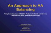 An Approach to AA Balancing Using Formulate2 and NRC 2001 Predictive Reliability to Determine and Meet AA Needs of Lactating Dairy Cattle Copyright 2009.