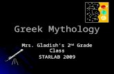 Greek Mythology Mrs. Gladish’s 2 nd Grade Class STARLAB 2009.