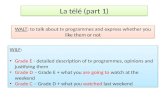 La télé (part 1) WALT: to talk about tv programmes and express whether you like them or not WILF: Grade E - detailed description of tv programmes, opinions