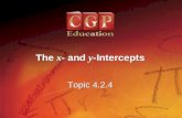 1 Topic 4.2.4 The x - and y -Intercepts. 2 Topic 4.2.4 The x - and y -Intercepts California Standard: 6.0 Students graph a linear equation and compute
