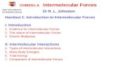 CHM2S1-A Intermolecular Forces Dr R. L. Johnston Handout 1: Introduction to Intermolecular Forces I: Introduction 1.Evidence for Intermolecular Forces.