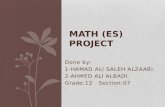 Done by: 1-HAMAD ALI SALEH ALZAABI. 2-AHMED ALI ALBADI. Grade:12 Section:07 MATH (ES) PROJECT.