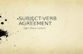 SUBJECT-VERB AGREEMENT Ugh! More rules?!. EVERY VERB MUST AGREE WITH ITS SUBJECT Singular Subject = Singular Verb Plural Subject = Plural Verb.