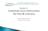 Module 1: Common Core Instruction for ELA & Literacy Informational Text Audience: K-5 Teachers Area V Regional Superintendents of Schools Robert Daiber.