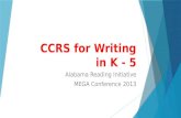 CCRS for Writing in K - 5 Alabama Reading Initiative MEGA Conference 2013.