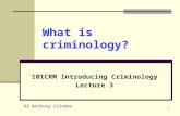 1 What is criminology? 101CRM Introducing Criminology Lecture 3 Dr Anthony Colombo.
