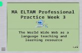 MA ELTAM Professional Practice Week 3 The World Wide Web as a language teaching and learning resource.