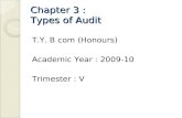 Chapter 3 : Types of Audit T.Y. B com (Honours) Academic Year : 2009-10 Trimester : V.