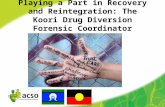 Playing a Part in Recovery and Reintegration: The Koori Drug Diversion Forensic Coordinator.
