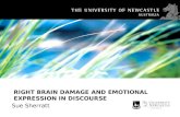 RIGHT BRAIN DAMAGE AND EMOTIONAL EXPRESSION IN DISCOURSE Sue Sherratt.