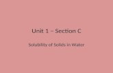 Unit 1 – Section C Solubility of Solids in Water.