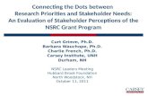 Connecting the Dots between Research Priorities and Stakeholder Needs: An Evaluation of Stakeholder Perceptions of the NSRC Grant Program Curt Grimm, Ph.D.