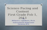 By Millard E. Lightburn, Ph.D. Instructional Supervisor (Science K-5) Science Pacing and Content First Grade Feb 1, 2013.