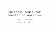Business logic for annotation workflow Tom Oldfield July 21, 2010.