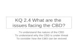 KQ 2.4 What are the issues facing the CBD? To understand the nature of the CBD To understand why the CBD is under threat To consider how the CBD can be.