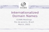 Internationalized Domain Names ICANN Meetings Rio de Janeiro, Brazil March, 2003.