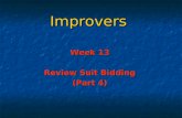 Improvers Week 13 Review Suit Bidding (Part 4). Review Suit Bidding (Part 4) More about opener’s re-bids More about opener’s re-bids When we open 1 of.