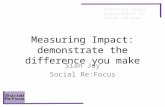 Supporting social organisations to change and grow Measuring Impact: demonstrate the difference you make Siân Jay Social Re:Focus.