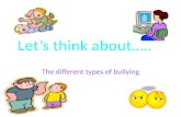 Let’s think about….. The different types of bullying.