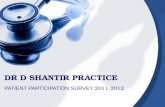 DR D SHANTIR PRACTICE PATIENT PARTICIPATION SURVEY 2011-2012.