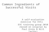 Common Ingredients of Successful Visits A self-evaluation exercise for EVCs EVC training group 2010 (based on original by Paul Airey & Bill Taylor)