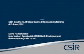 Open Access and citation count: a CSIR case study 11th Southern African Online Information Meeting 6-7 June 2012 Dave Ramorulane Information Specialist,
