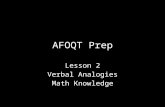 AFOQT Prep Lesson 2 Verbal Analogies Math Knowledge.
