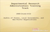 OMB Circular A133 Audits of States, Local Governments, and Non-Profit Organizations 1 Departmental Research Administrators Training Track.