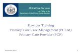 Provider Training Primary Care Case Management (PCCM) Primary Care Provider (PCP) 1December 2012.